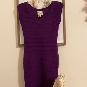 Purple Spandex Ribbed Dress!